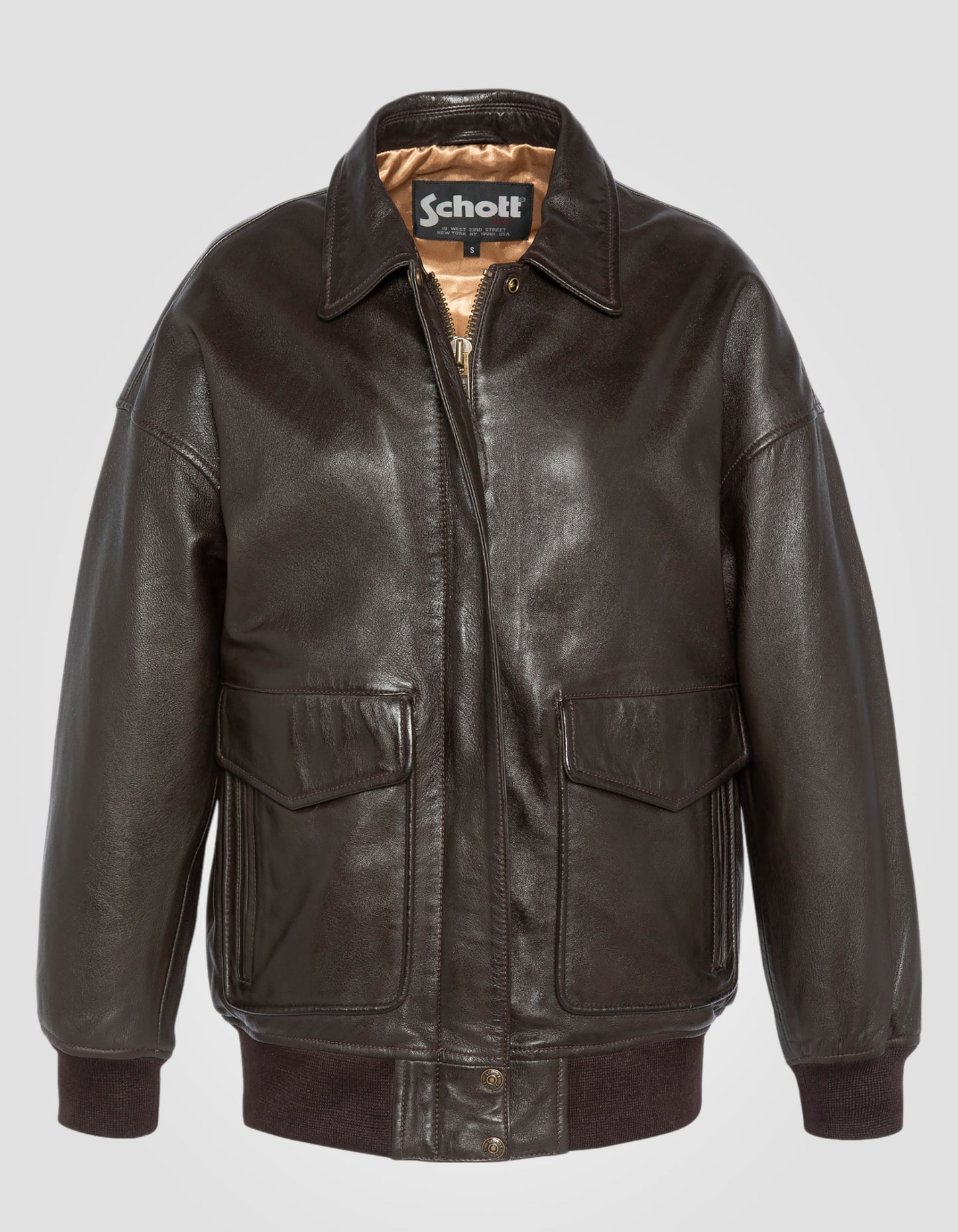 Blouson aviateur coupe boyfriend, cuir d'agneau