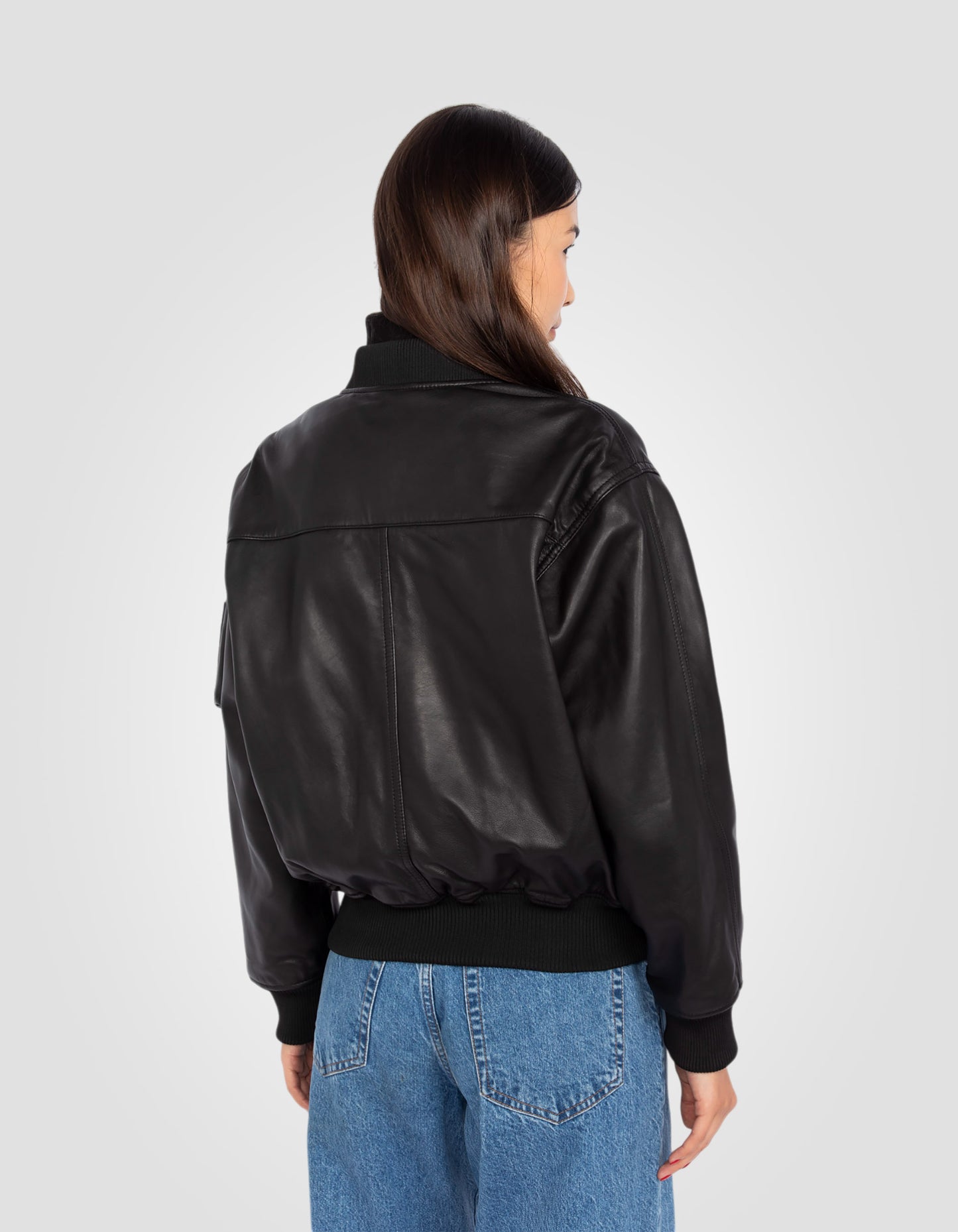 Blouson bomber, cuir d'agneau