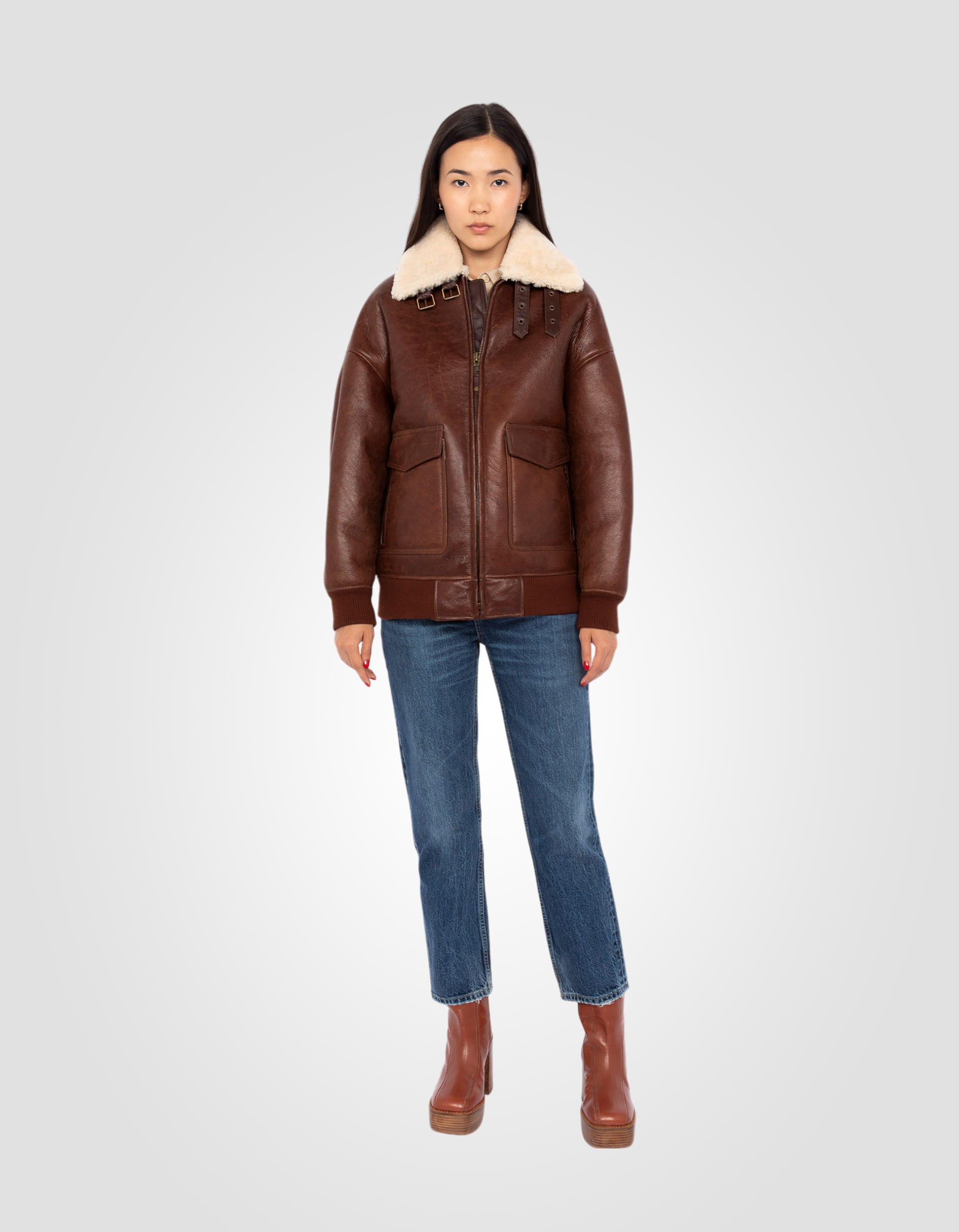 A2 flight jacket, double face sheepskin-1