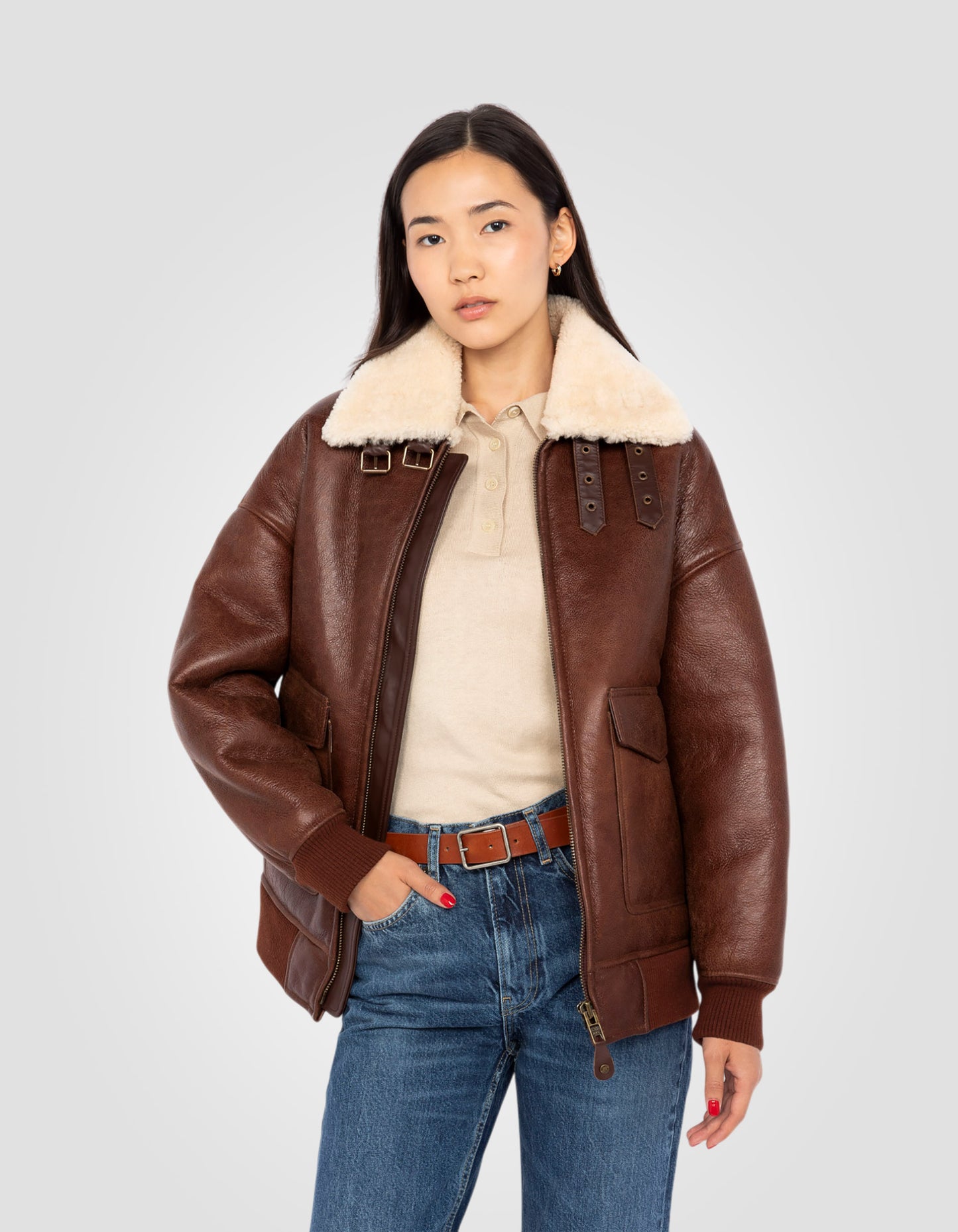 Blouson pilote, mouton double face