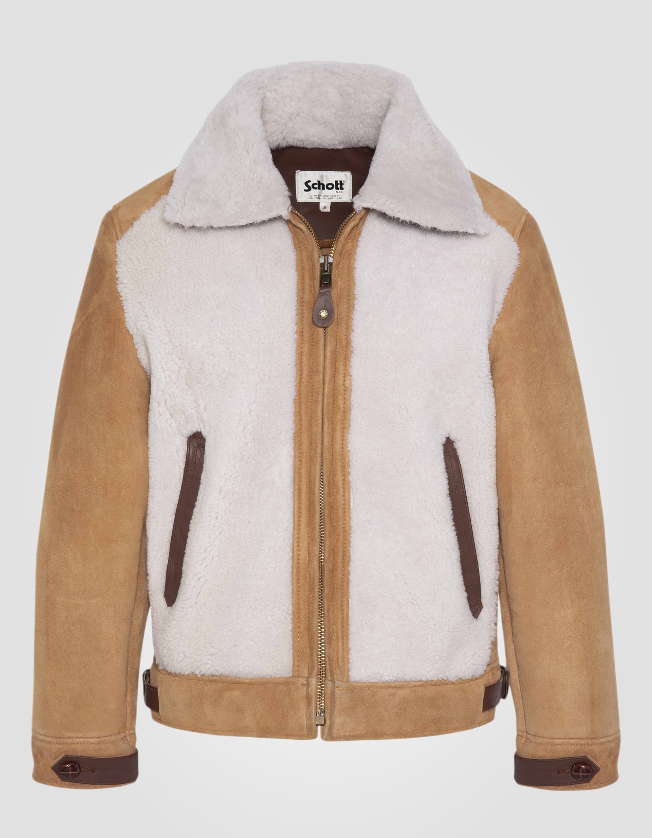 Bi-material jacket, double face sueded sheepskin-2