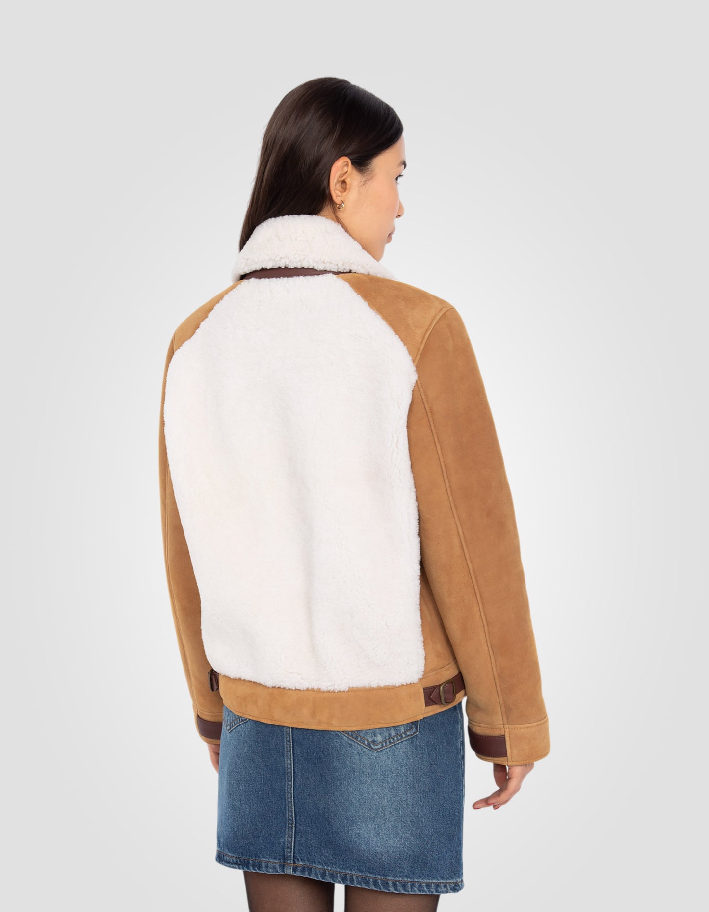 Blouson rancher type Grizzly, mouton suédé double face