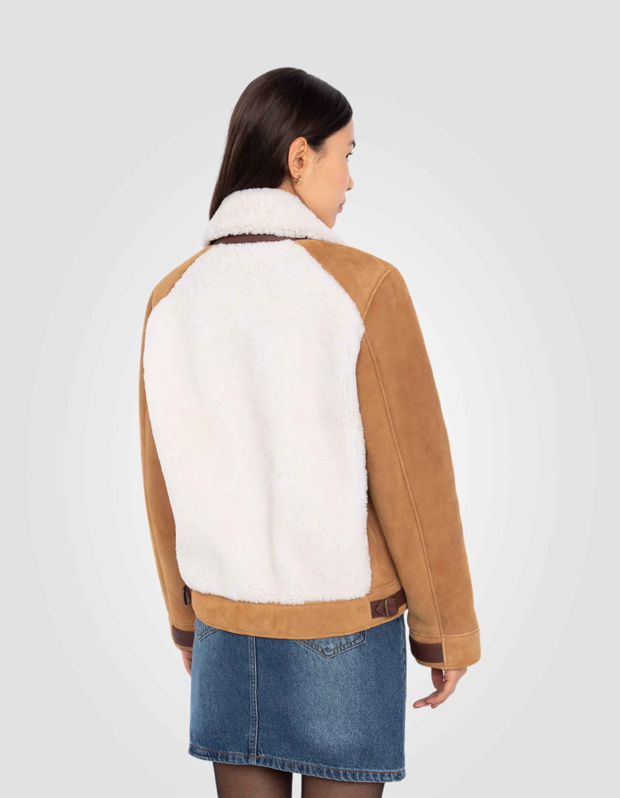 Bi-material jacket, double face sueded sheepskin-6