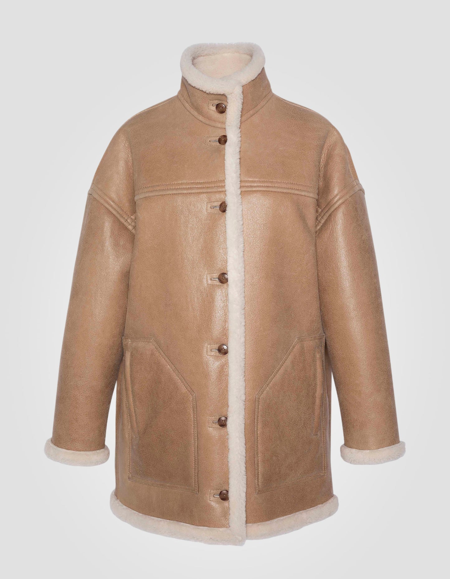 Manteau long réversible, mouton double face