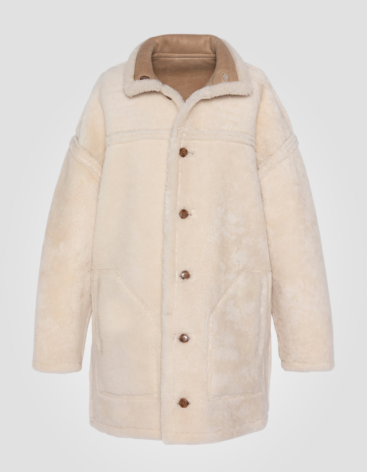 Manteau long réversible, mouton double face