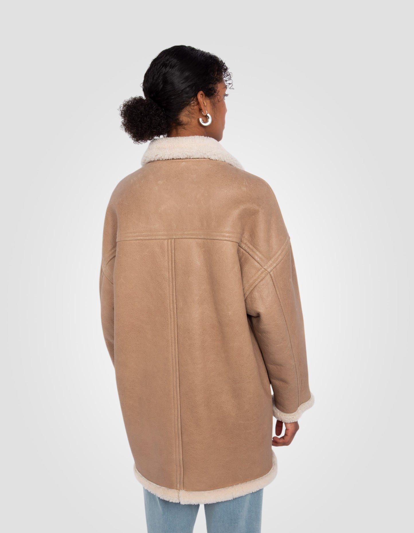 Manteau long réversible, mouton double face