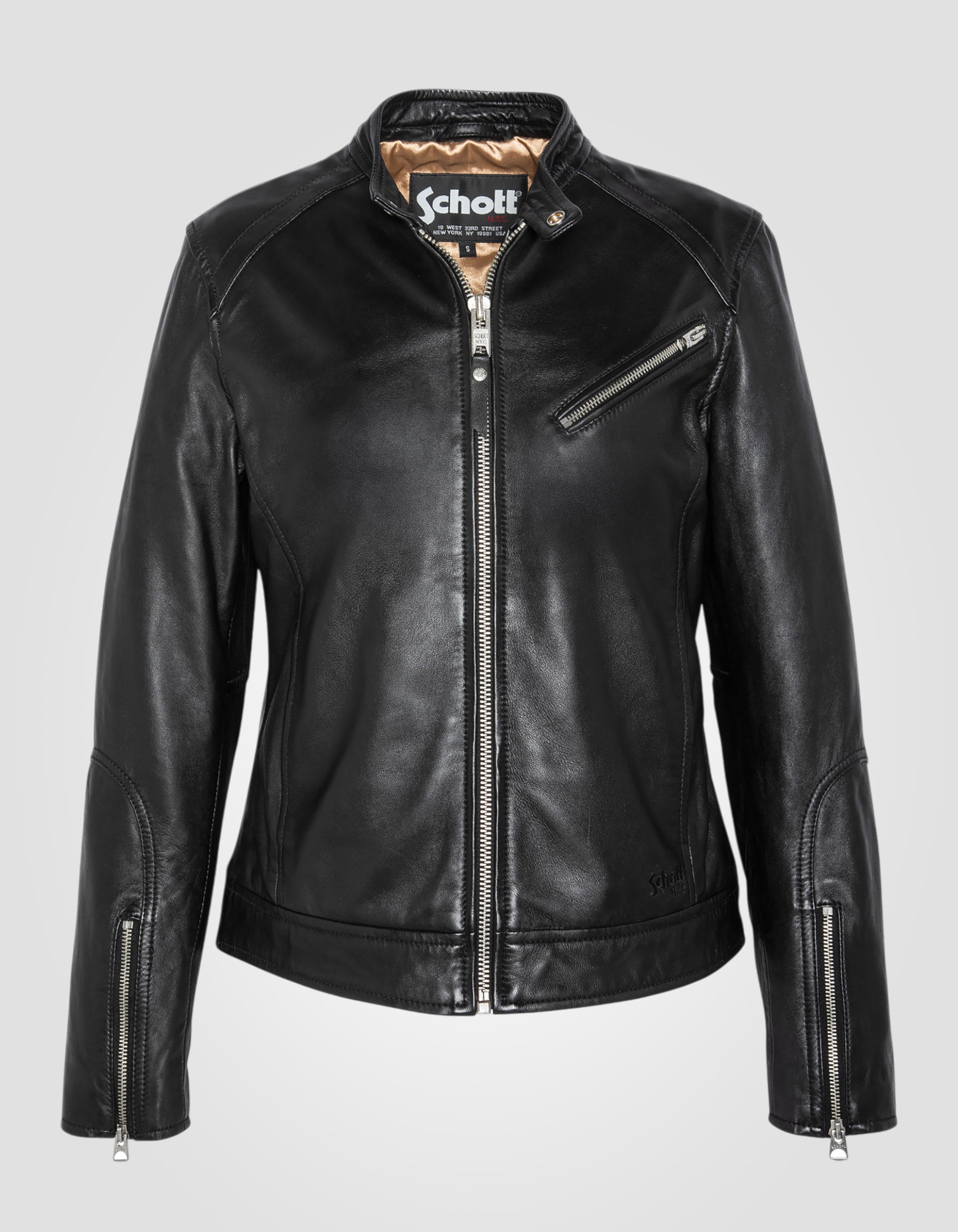 Soft Café racer biker jacket, washed lambskin leather-2