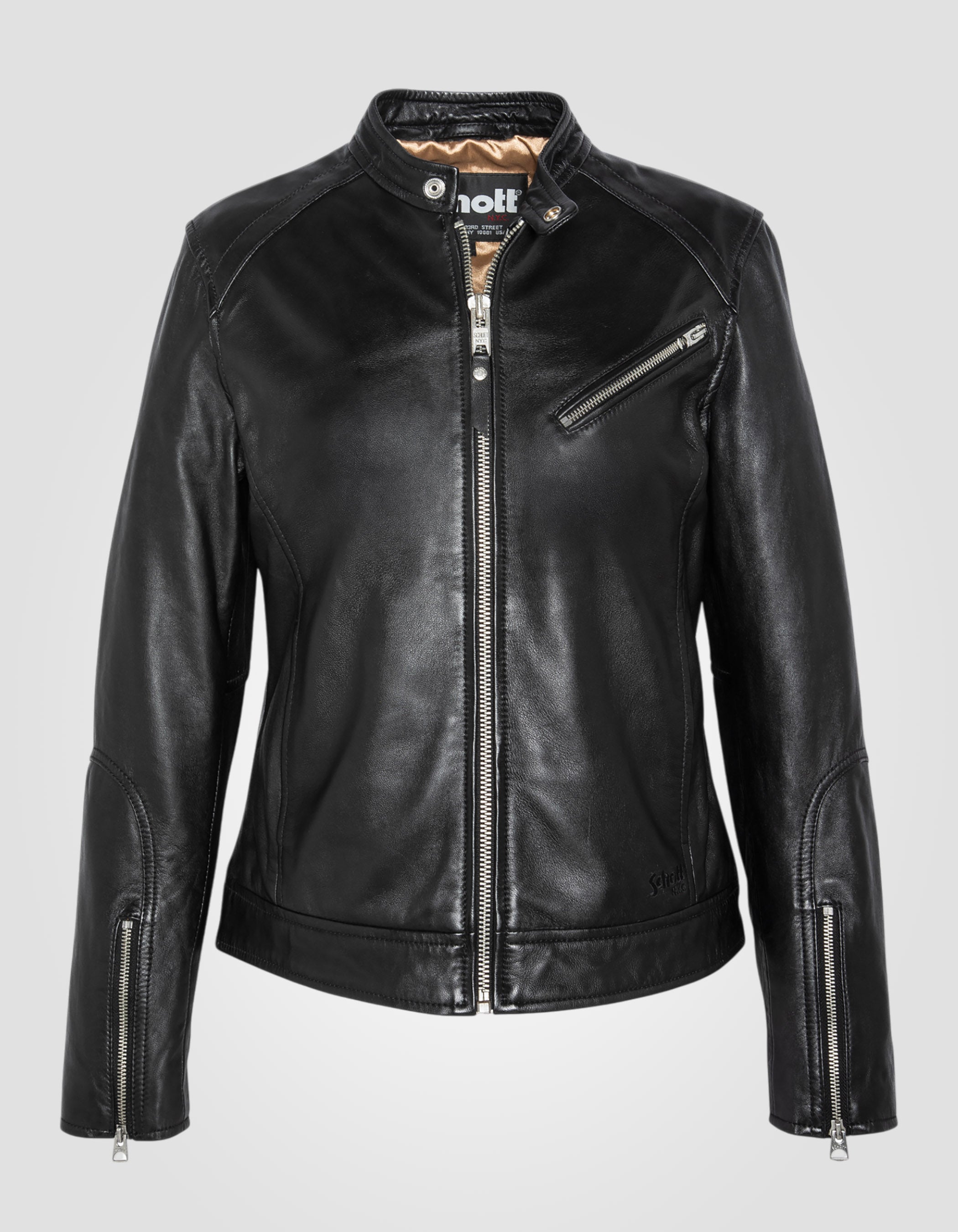 Soft Café racer biker jacket, washed lambskin leather-8