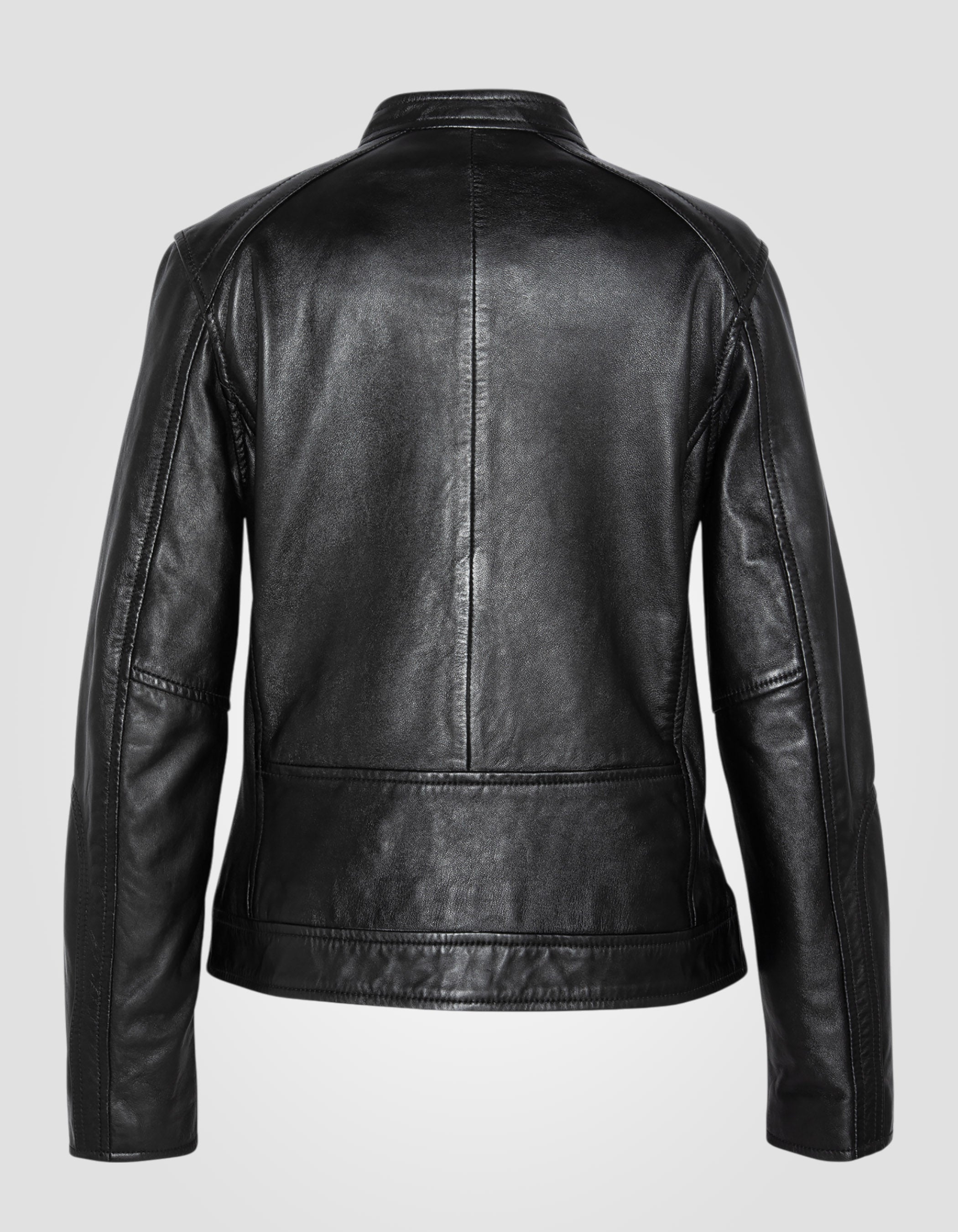 Soft Café racer biker jacket, washed lambskin leather-9