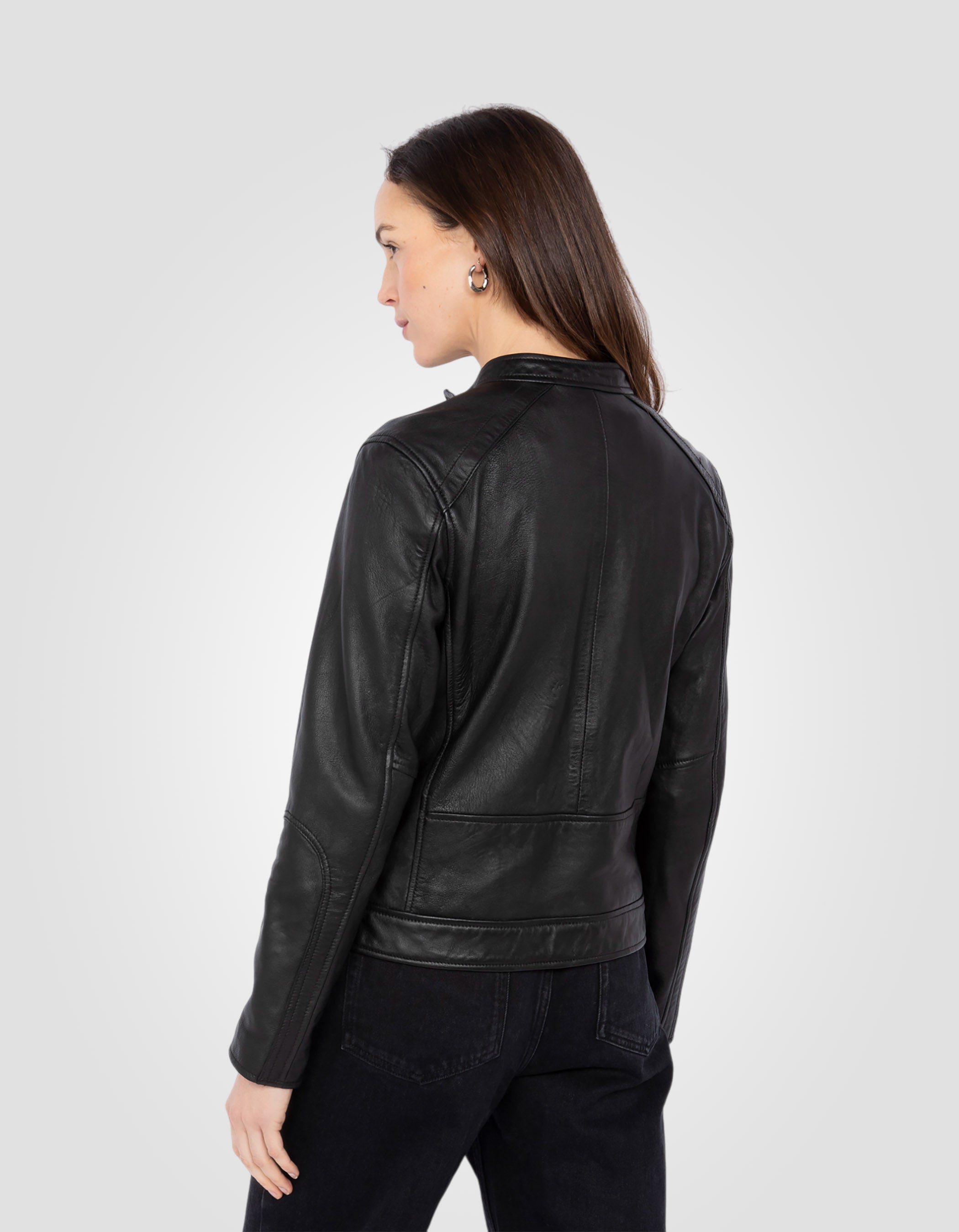 Soft Café racer biker jacket, washed lambskin leather-7