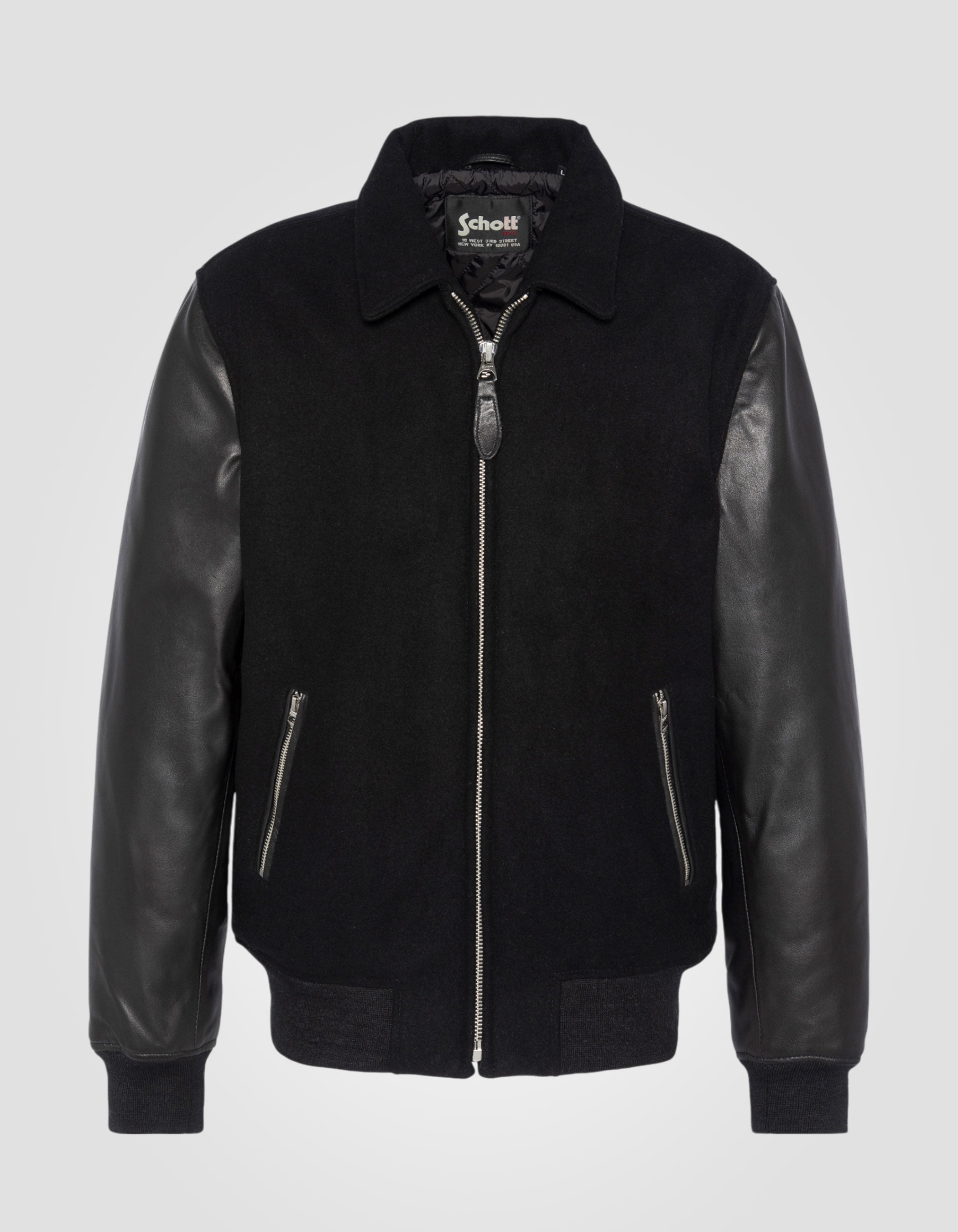 Dual fabric casual jacket, lambskin leather-2