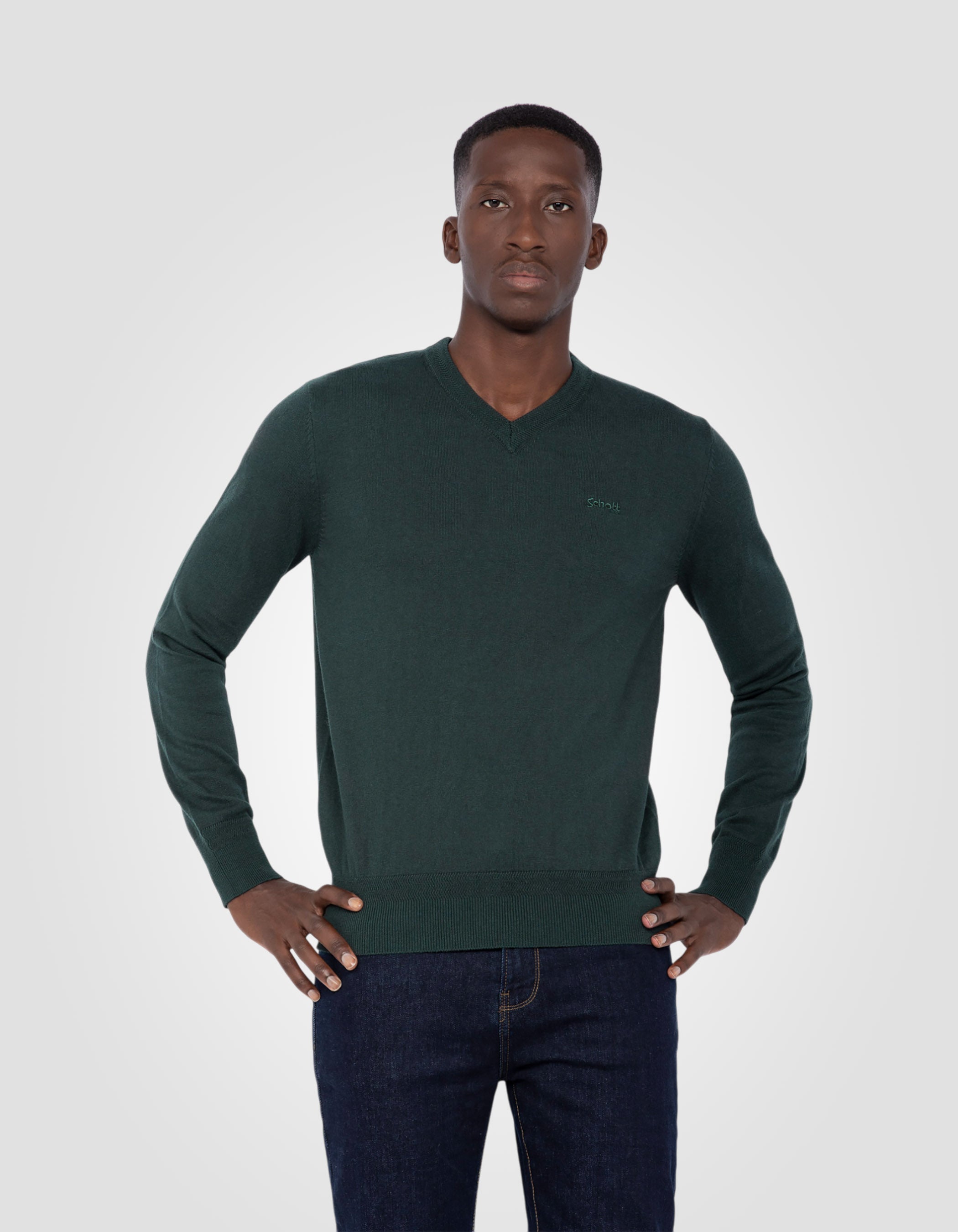 Fine knit V-neck sweater-3