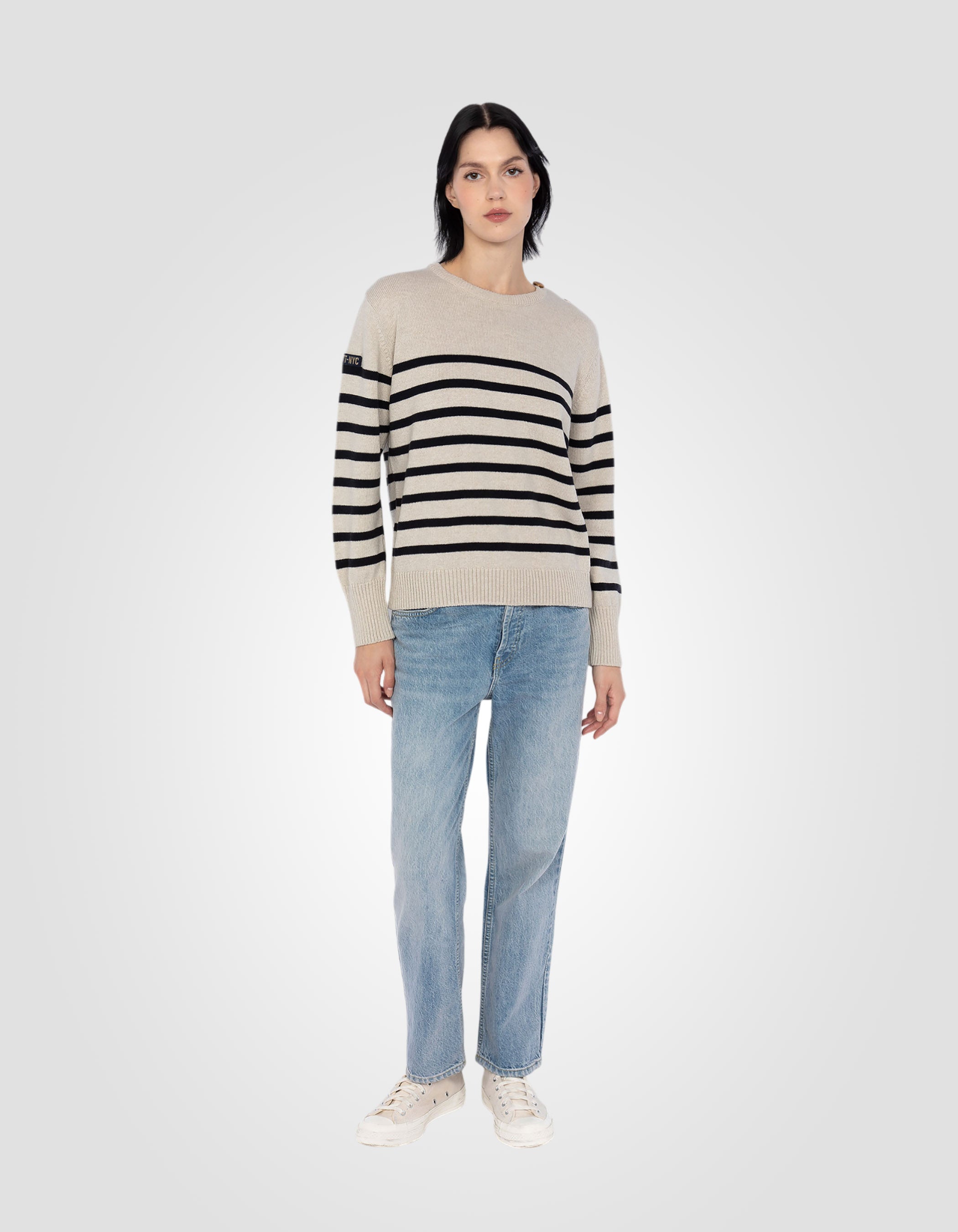 Sailor's crewneck sweater with shoulder buttons-1