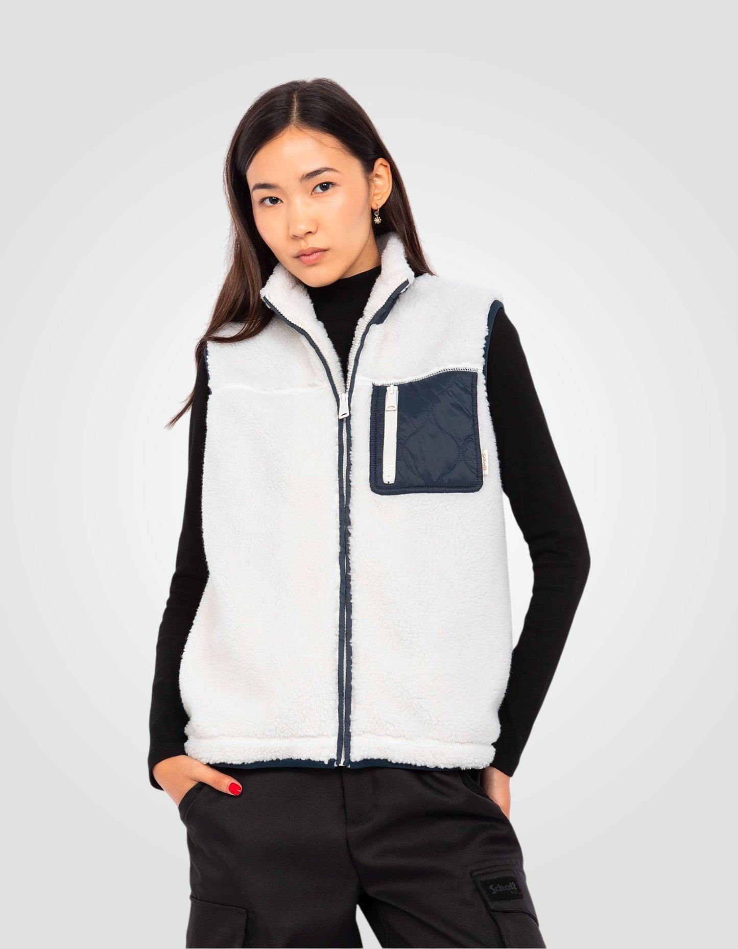 Sleeveless Sherpa zip vest