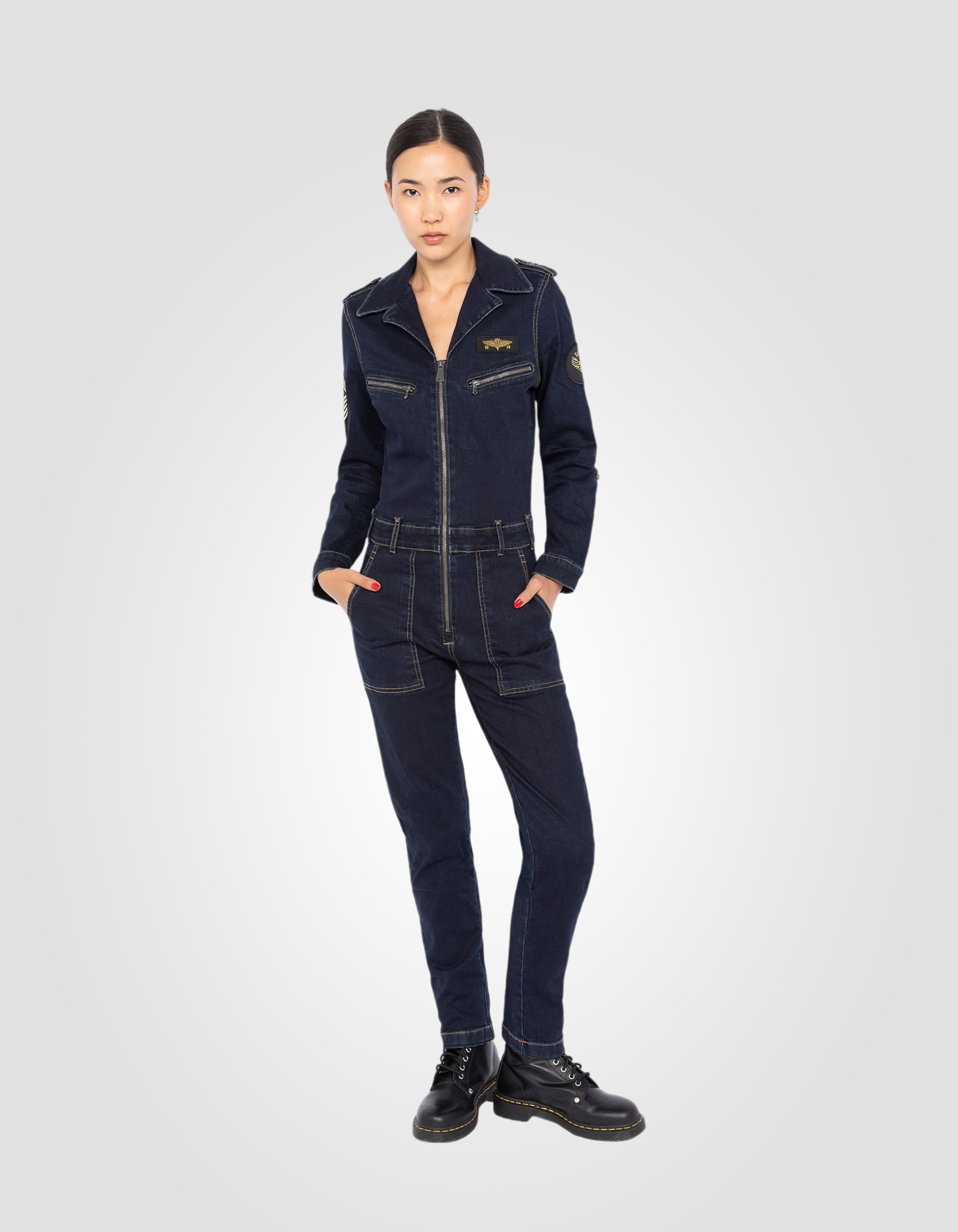 Soft and comfortable slim-fit patched jumpsuit-1