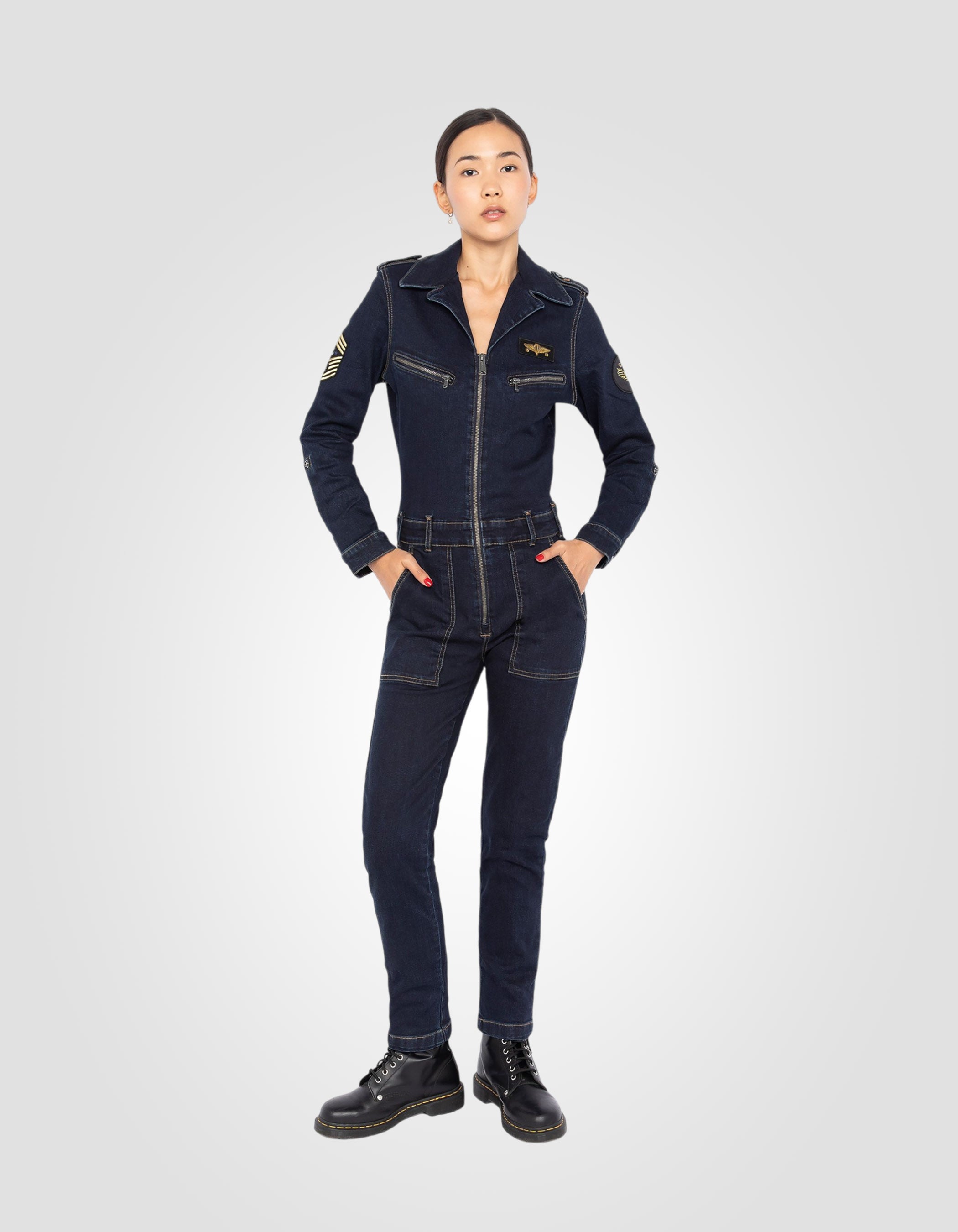 Soft and comfortable slim-fit patched jumpsuit-4