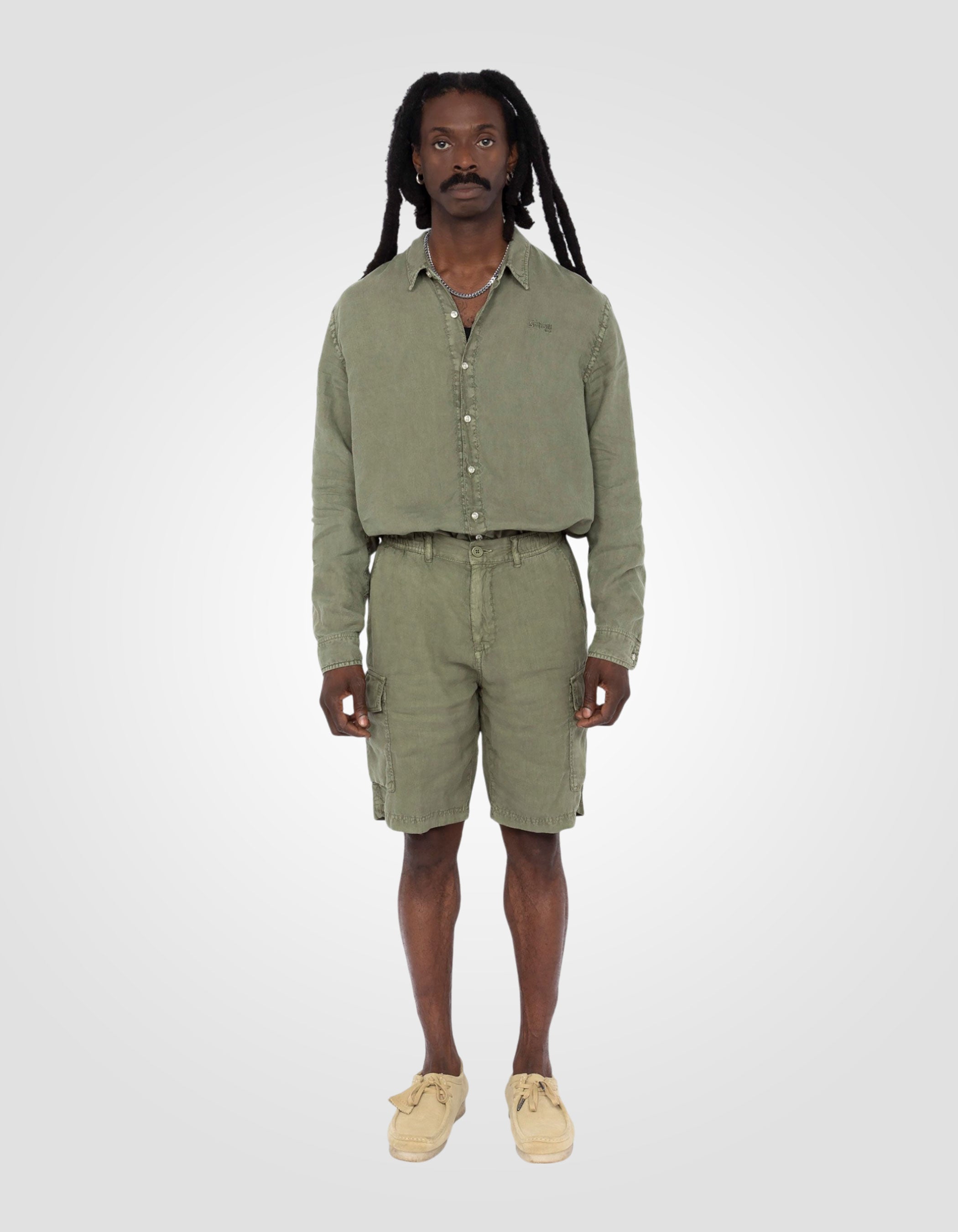 Linen cargo shorts-4