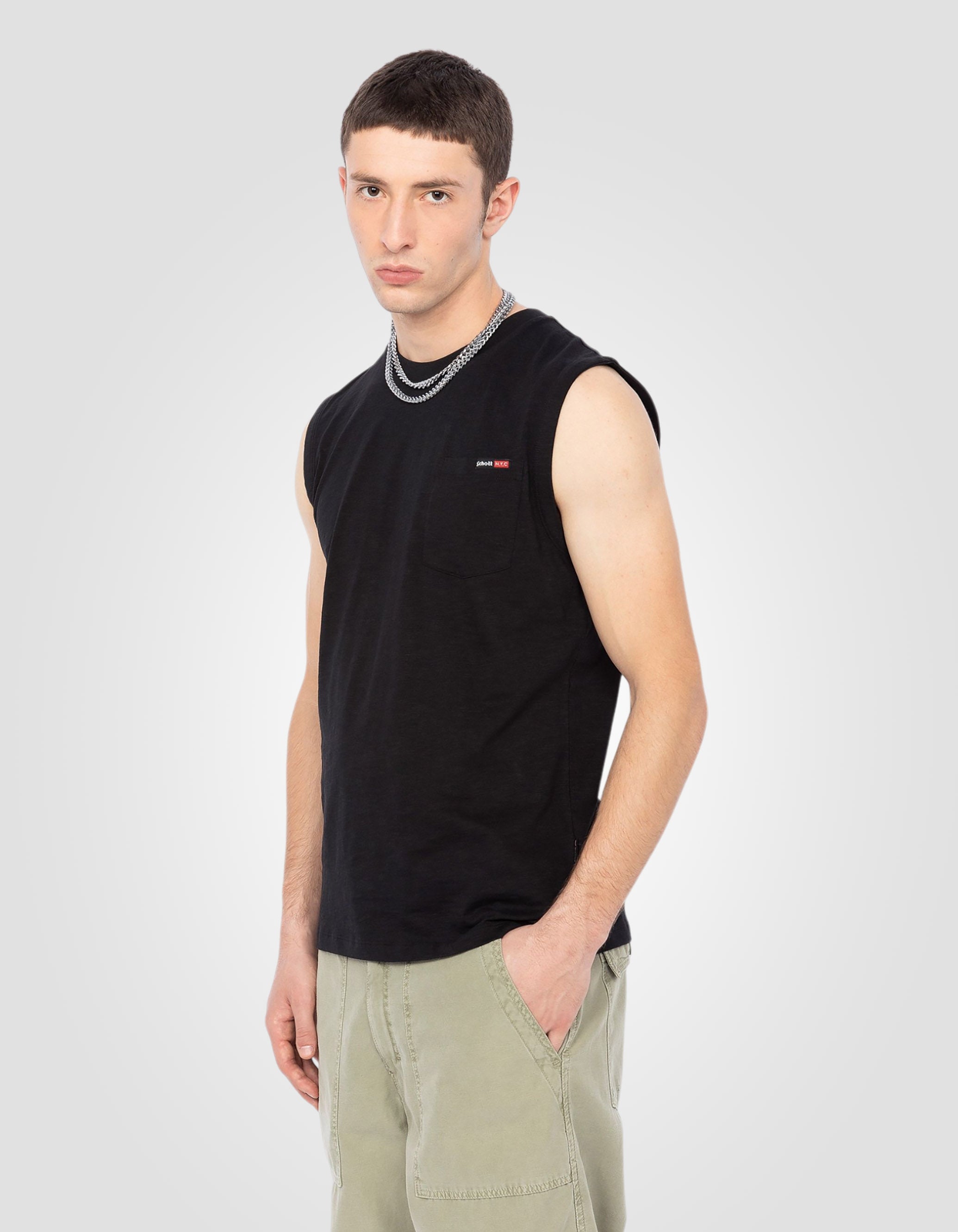 Flamed-effect sleeveless T-shirt-3