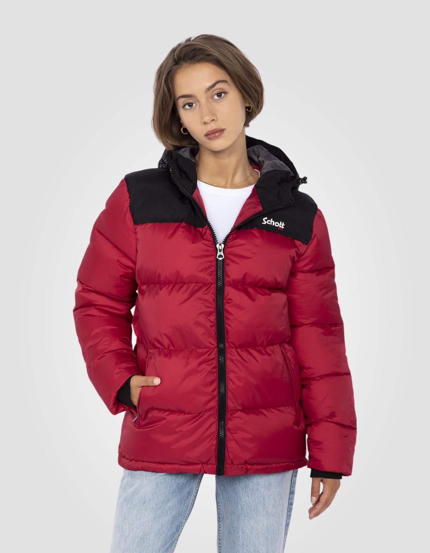 Unisex-Daunenjacke mit fester Kapuze 