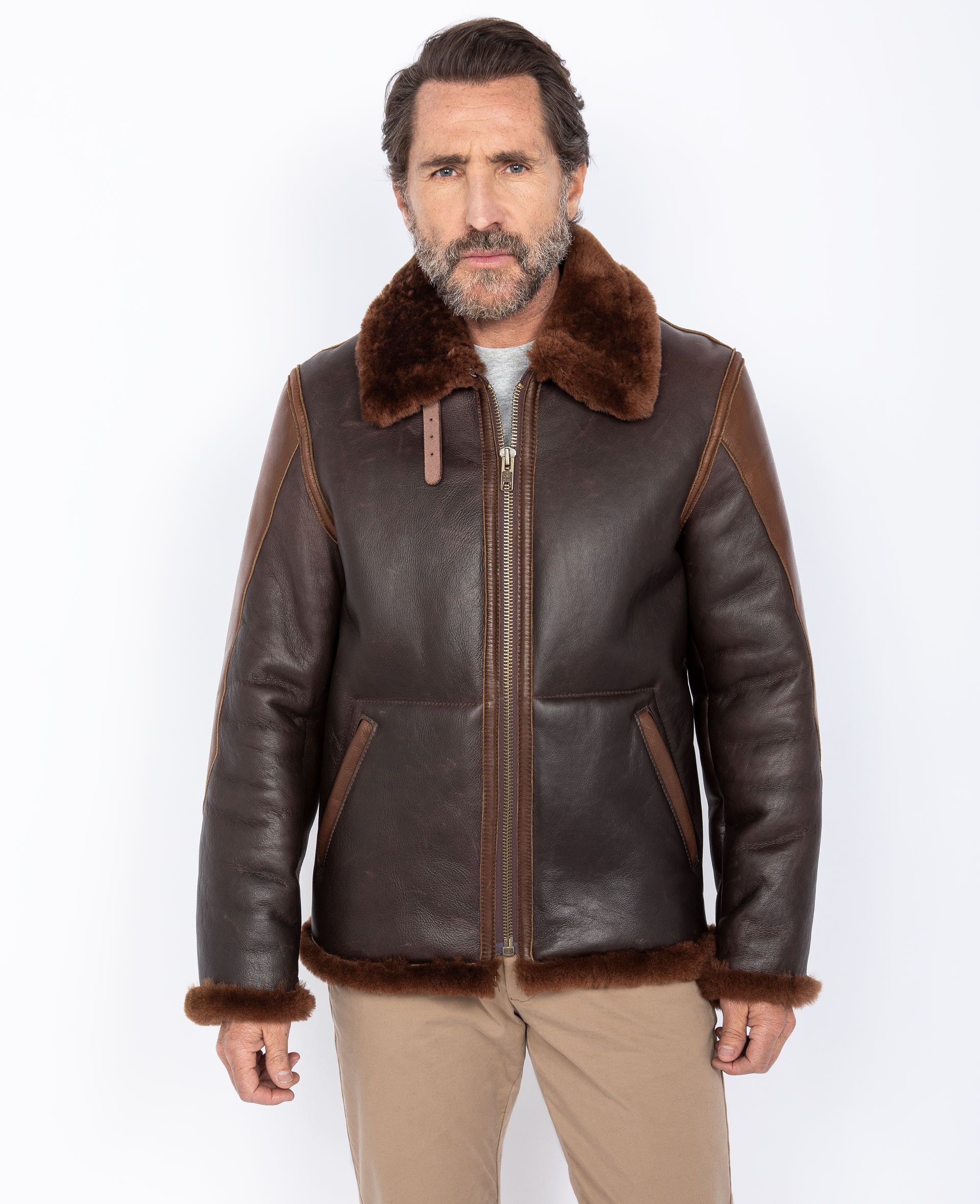 Buy B-3 bomber jacket mythical USA, sheepskin leather man 100